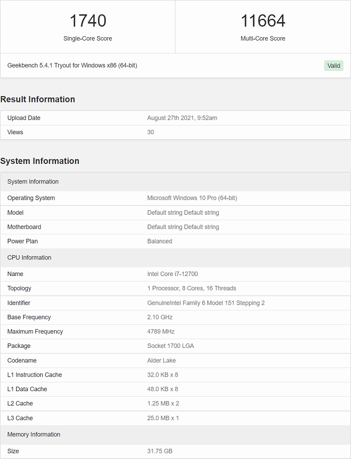 Geekbench5基准测试结果1-3