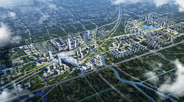 图说：松江枢纽国际方案征集总体鸟瞰图 松江区新闻办供图