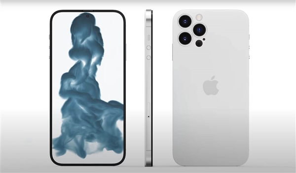 图为iPhone 13 Pro渲染图,挖孔屏设计