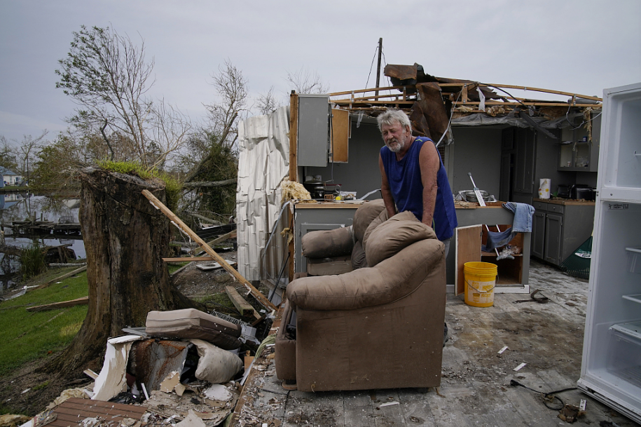 美国路易斯安那州，被飓风“艾达”摧毁的当地灾区（资料图）