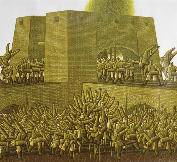 庆祝建党100周年黑白画,建党100周年绘画黑白画 100名版画家100幅经典版画致敬建党百年