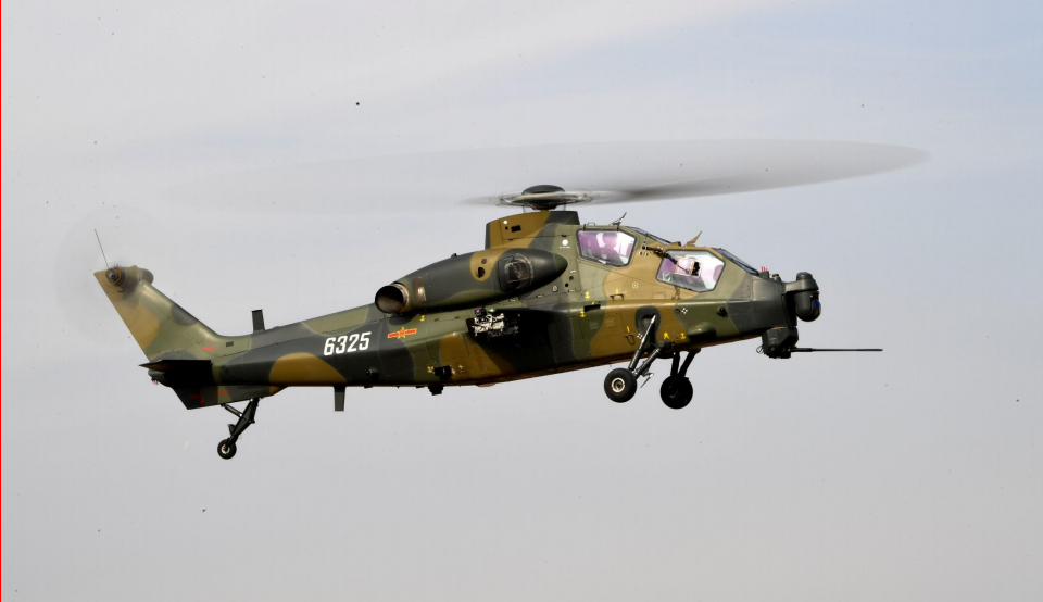 台防务部门发布的解放军武直-10武装直升机同型机照片。