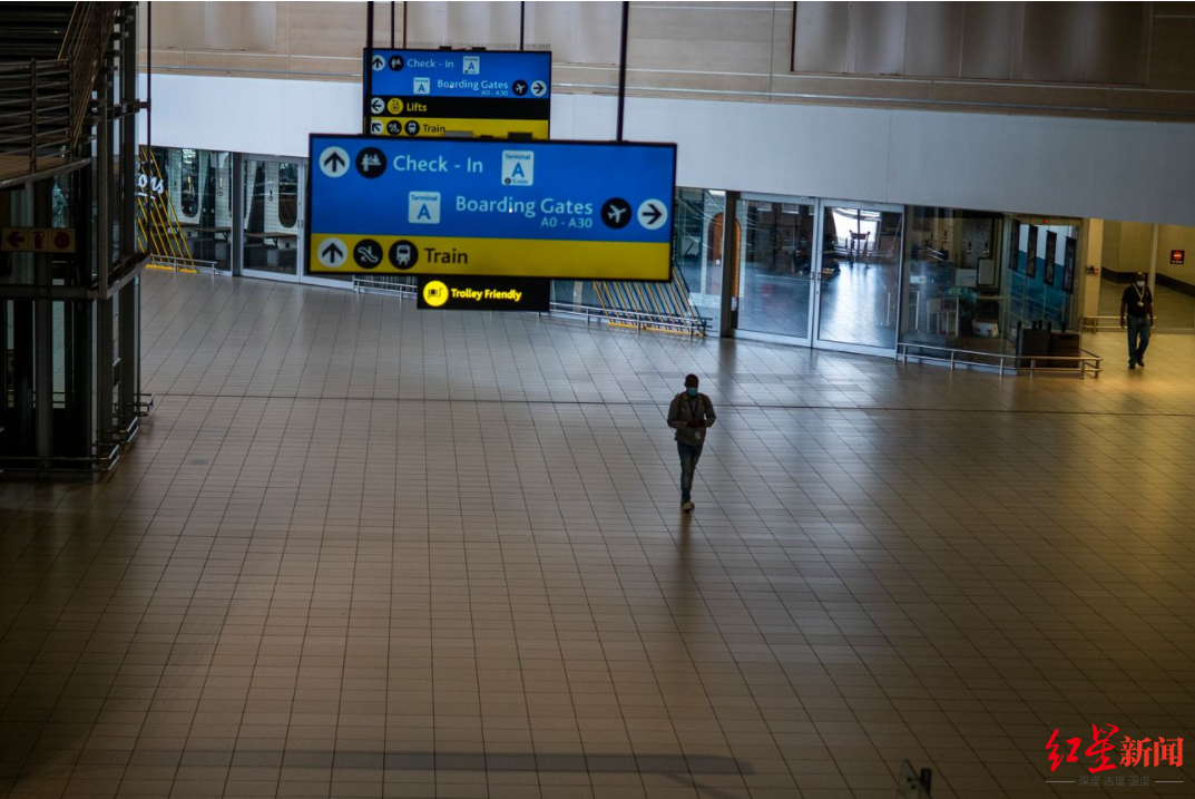 ▲南非约翰内斯堡机场几乎空无一人