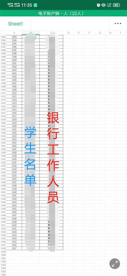 “被开卡”学生名单