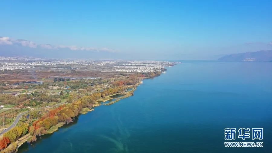 航拍大理洱海生态廊道（2020年12月9日摄）。赵普凡 摄