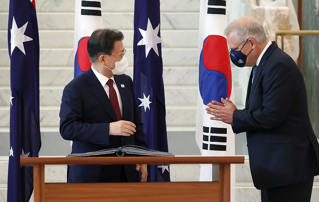韩国总统文在寅访问澳大利亚。图源视觉中国