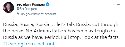 蓬佩奥再扬言＂对俄强硬＂ 俄方晒出一幅画回击