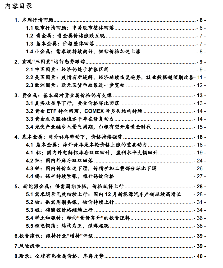 周跟踪|锂钴稀土等景气度持续上行
