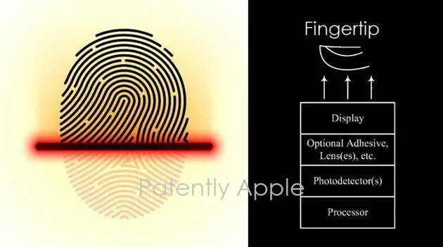 苹果屏下指纹识别方案专利 图源：Patently Apple