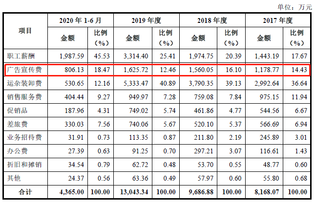 销售费用明细情况
