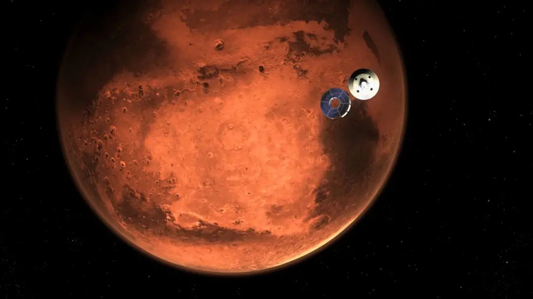NASA 恒心火星探测器进入火星大气层。图片来自：NASA /法新社