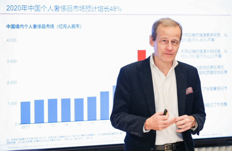 (贝恩公司资深全球合伙人布鲁诺在分享中国奢侈品市场报告)