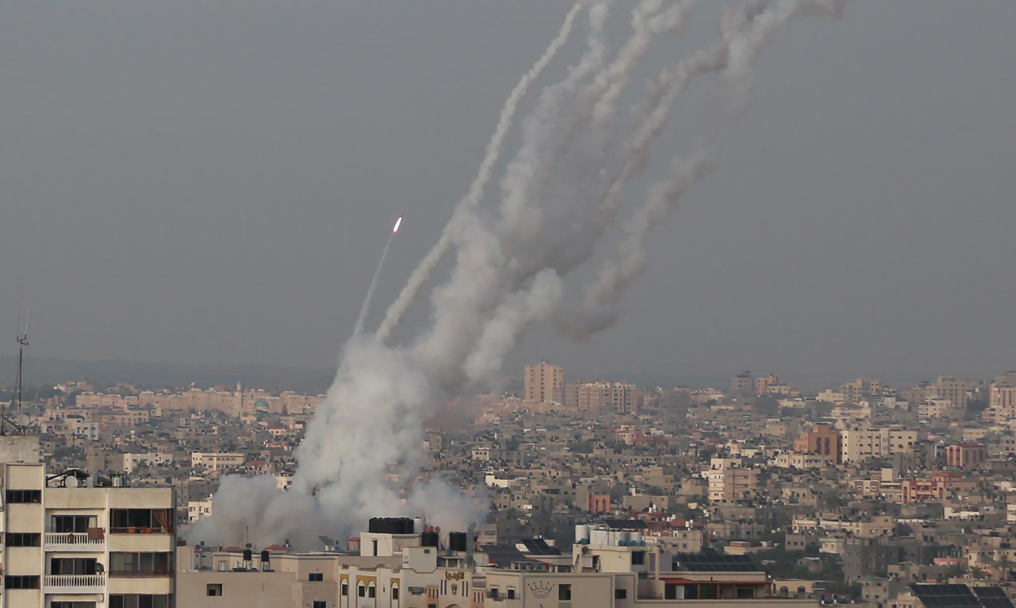 5月10日,火箭弹从巴勒斯坦加沙地带射向以色列.