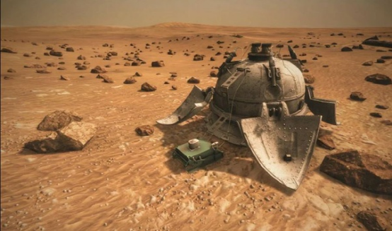 图注:前苏联的火星三号着陆器和小火星车(艺术图)