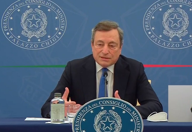 △意大利总理德拉吉(发布会视频截图)