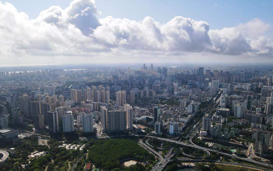 Aerial photo taken on May 3, 2021, shows city view in Haikou, capital of south China's Hainan Province. (Xinhua/Yang Guanyu)