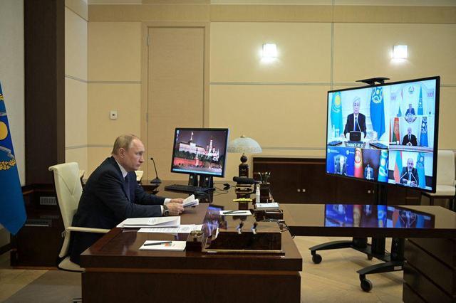 普京出席集安组织成员国领导人视频会议 图自外媒