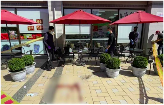 台中东区一家超市外座位区26日中午发生枪击案。图自台湾“中时新闻网”