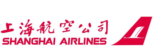 上海航空标志由一朵抽象化的大红色木棉花和宝石蓝的飞机垂直尾翼图案