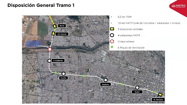 智利圣地亚哥地铁7号线1标段线路图
