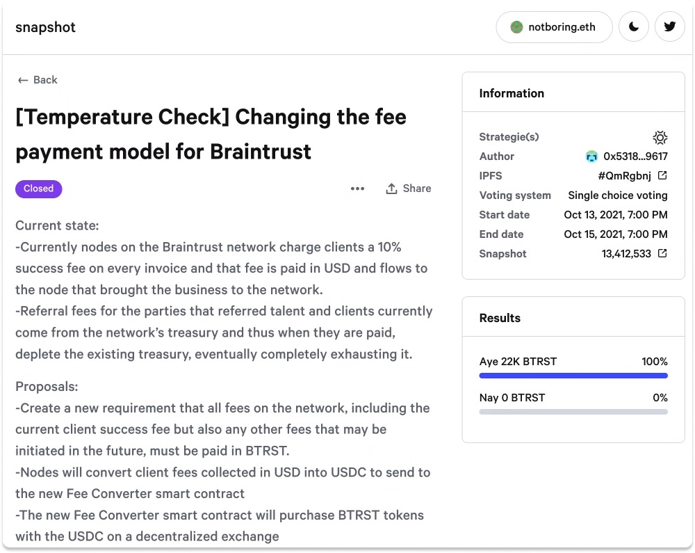 Braintrust 的快照投票