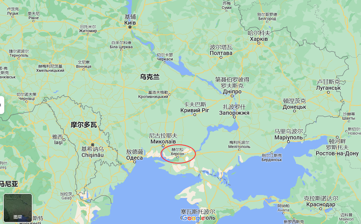 赫尔松地区位于乌克兰东南部，现处于俄军控制之下