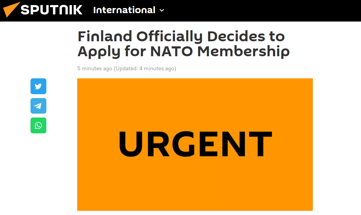外媒：芬兰正式决定申请加入北约