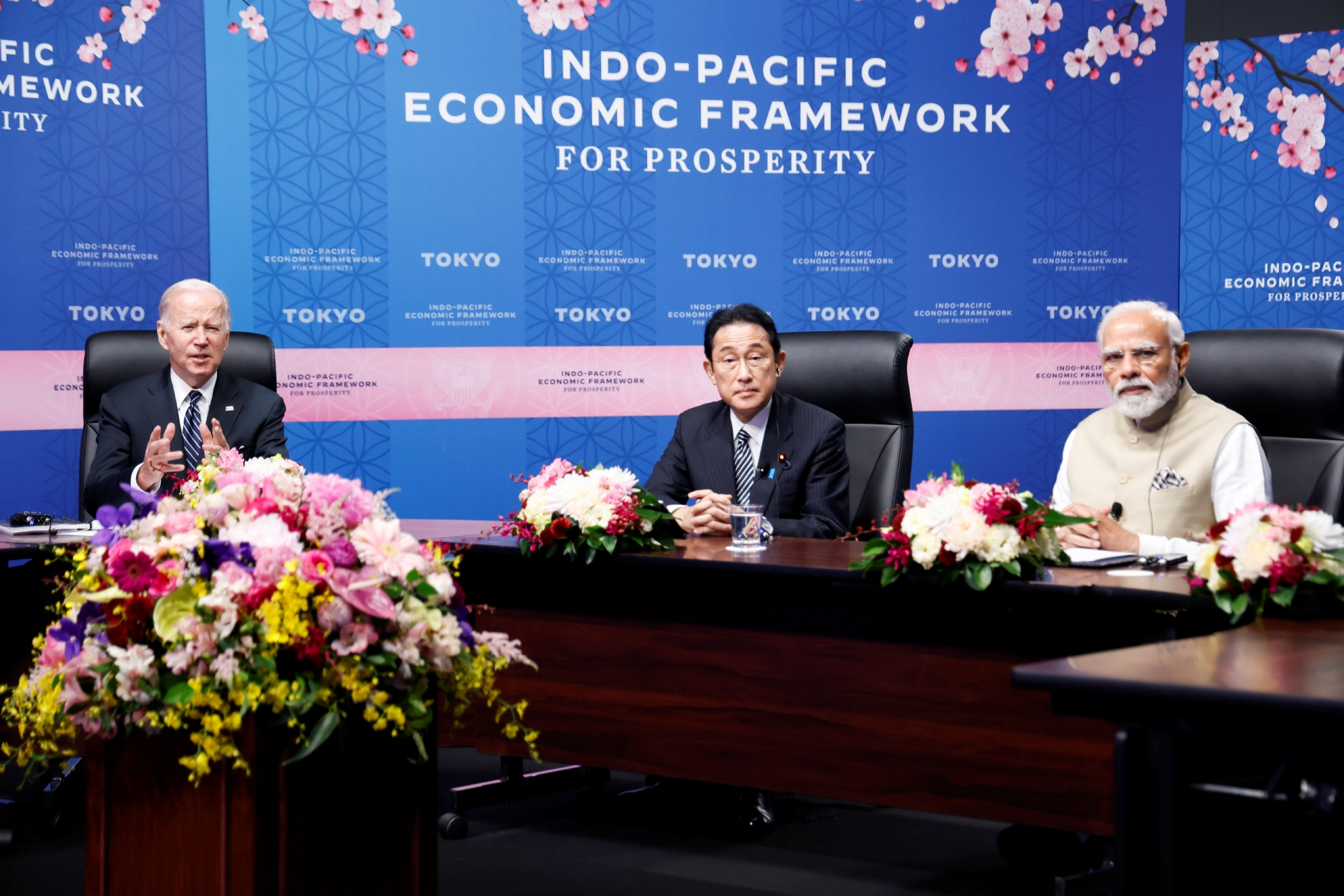 5月23日，拜登在日本东京都正式宣布启动“印太经济框架”（IPEF） 图源：澎湃影像