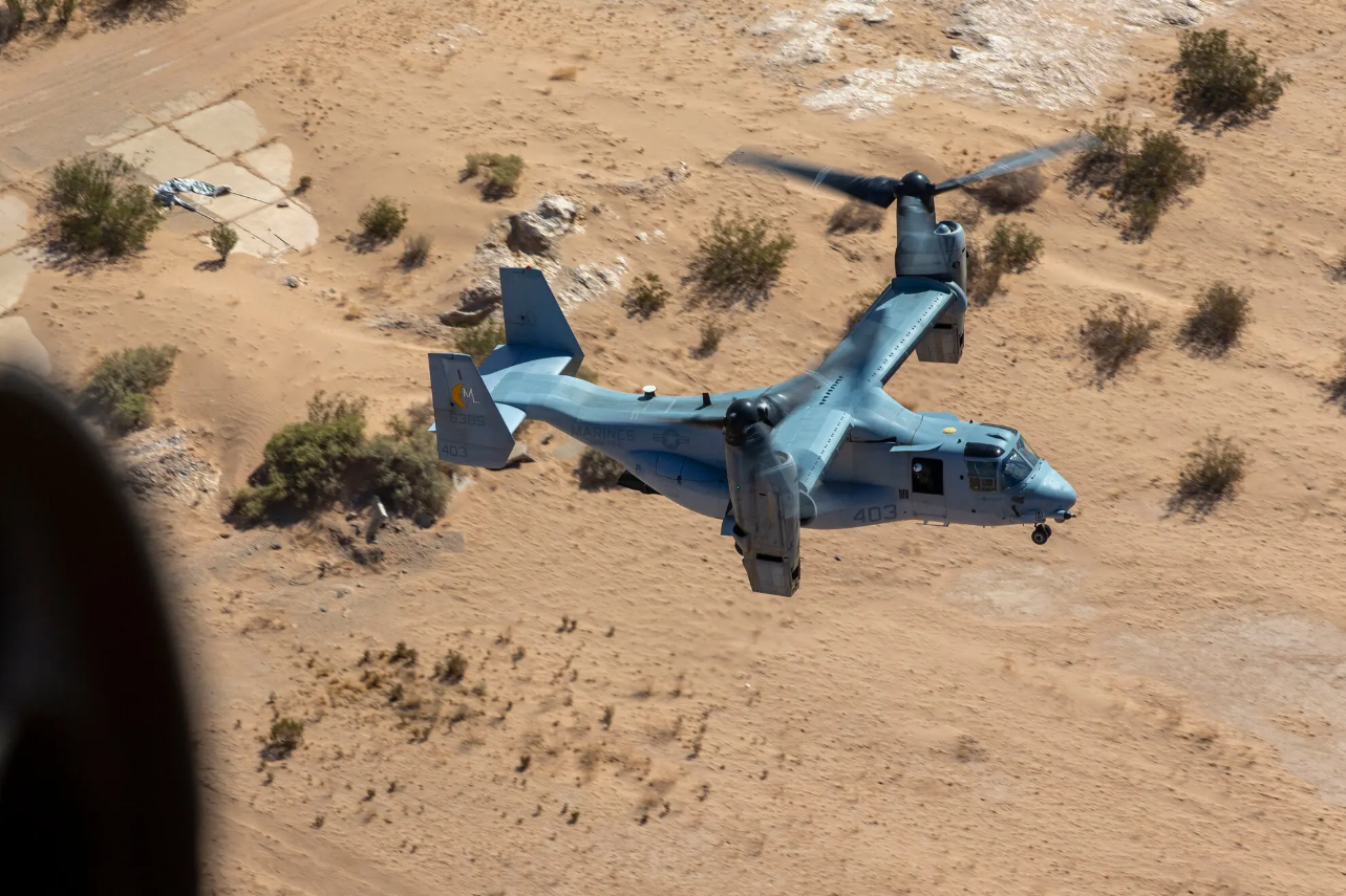 去年在埃尔森特罗海军航空设施附近的MV-22B鱼鹰同型机 图源：纽约时报