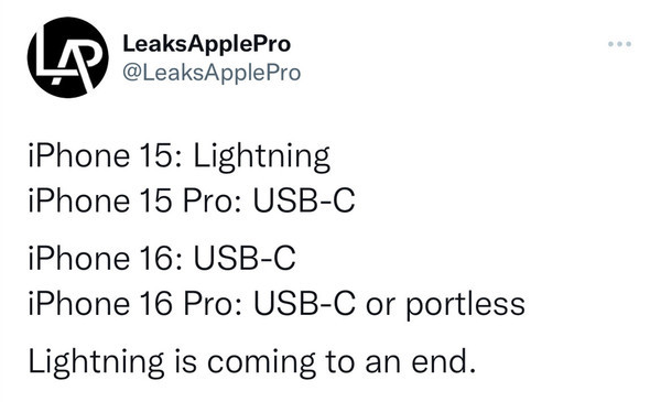 爆料：iPhone 15将保留Lightning接口 Pro版才上USB-C