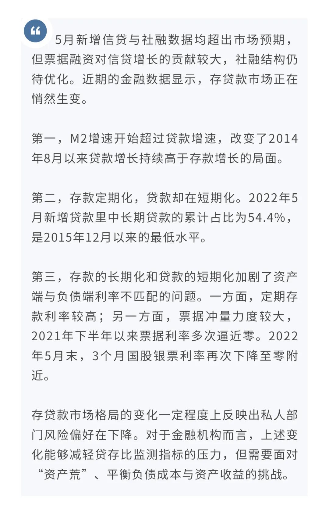 【今日推荐】存贷款市场的无声变局—评2022年5月金融数据