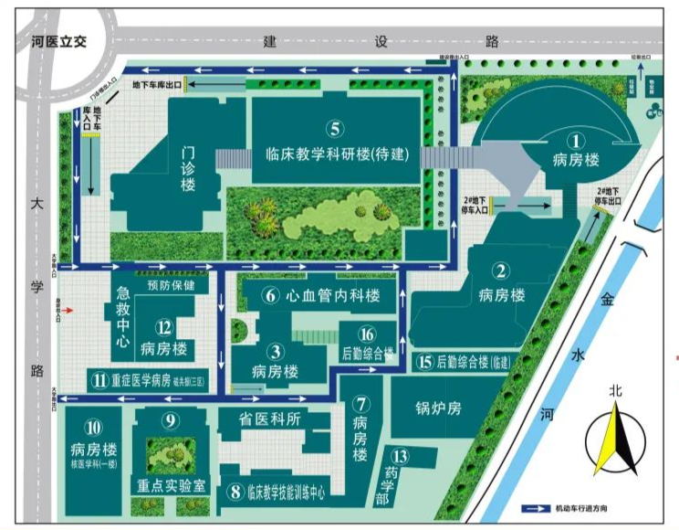 郑大一附院河医院区 平面图| 郑州大学第一附属医院官网