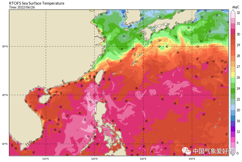 6月26日海温，来自NOAA