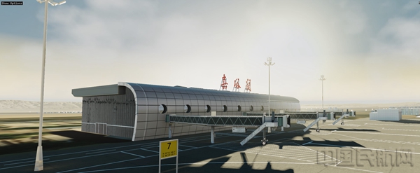 新視景引擎渲染的嘉峪關機場晴天光照效果圖