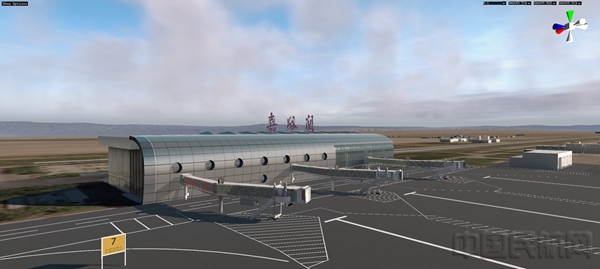 新視景引擎渲染的嘉峪關機場多雲效果圖