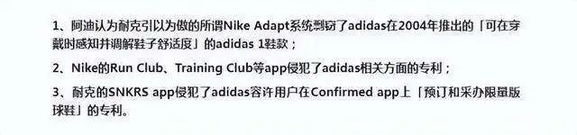 阿迪告耐克的具体事项,鞋子是2003年的,app现在也没多少人用了,最后一项专利很多app也有。/细软-知识产权