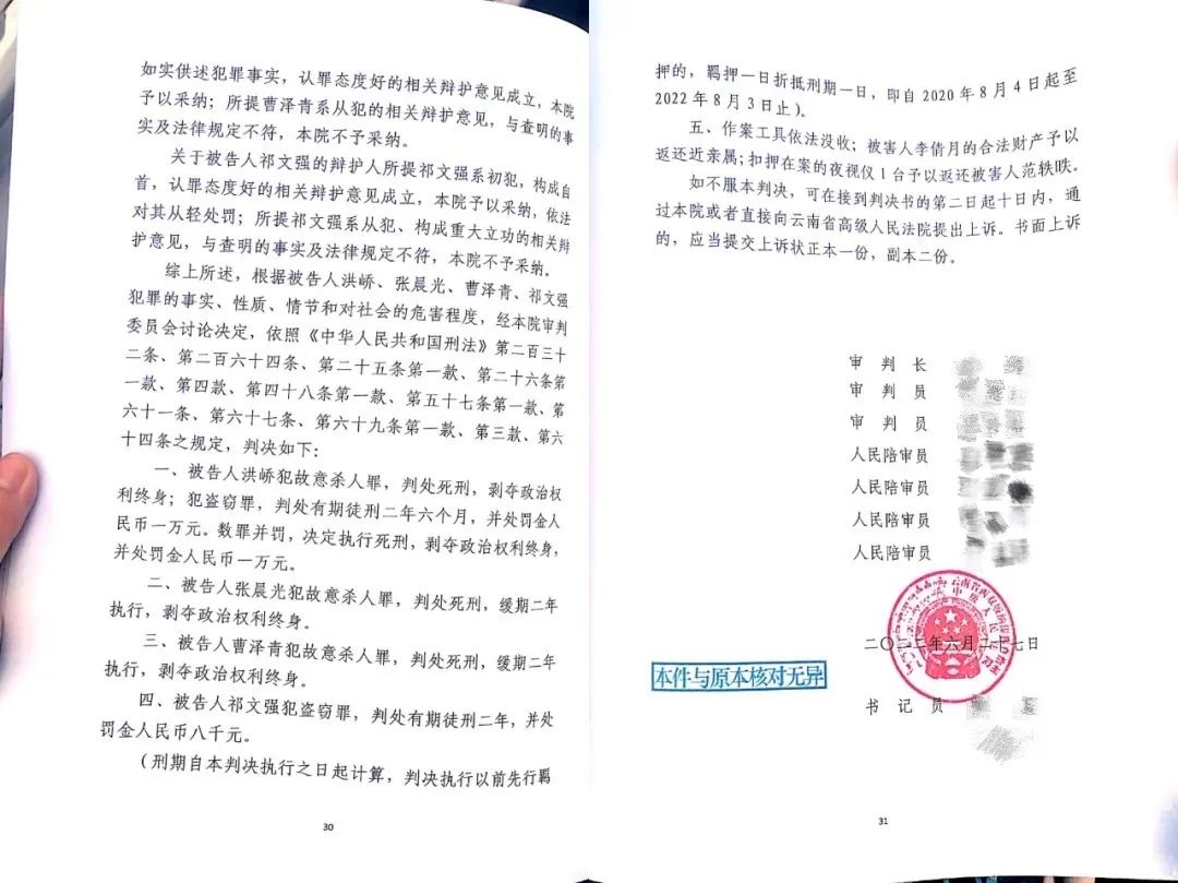 西双版纳州中级人民法院的判决书(图片由李胜提供)