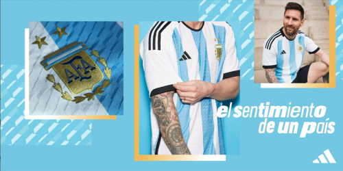 梅西身穿阿根廷国家队新球衣
