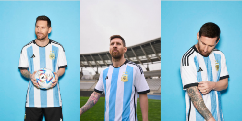 梅西身穿阿根廷国家队新球衣