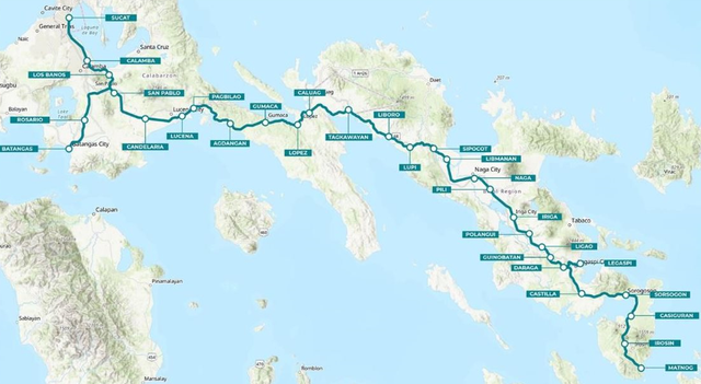 菲律宾国家铁路南线长途铁路规划图 图自菲律宾铁路研究所