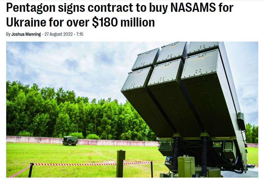 五角大楼与雷神公司签下超过1.8亿美元的订单：购买NASAMS防空导弹系统供应乌克兰。 （《欧元周刊》网站）