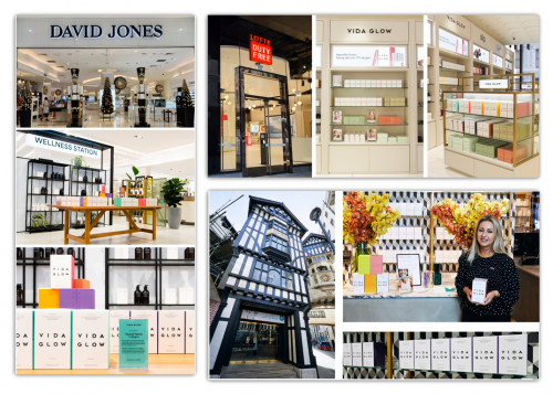 (Vida Glow上架高奢百货David Jones、悉尼乐天免税店、伦敦高奢购物中心Liberty)