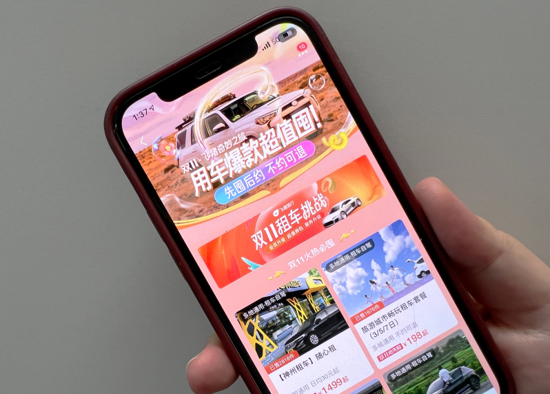 (图:双11期间众多租车商品受到消费者青睐)