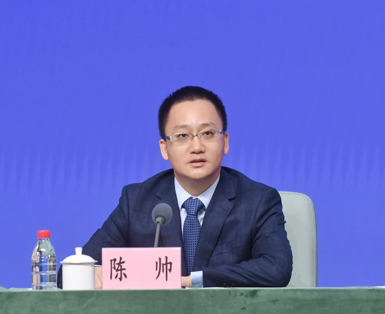 图为虹口区副区长陈帅发言