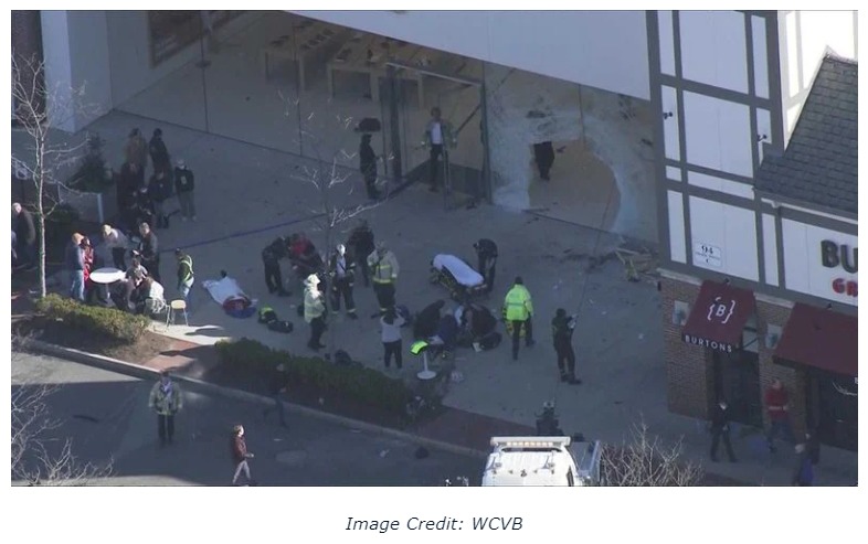 大波士顿地区的苹果零售店遭汽车冲撞，多人伤亡