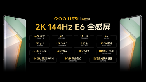 (iQOO 11系列全系标配 2K 144Hz E6 全感屏)