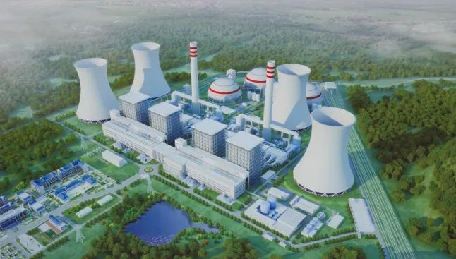 国能清远电厂二期2x1000MW扩建工程鸟瞰效果图。
