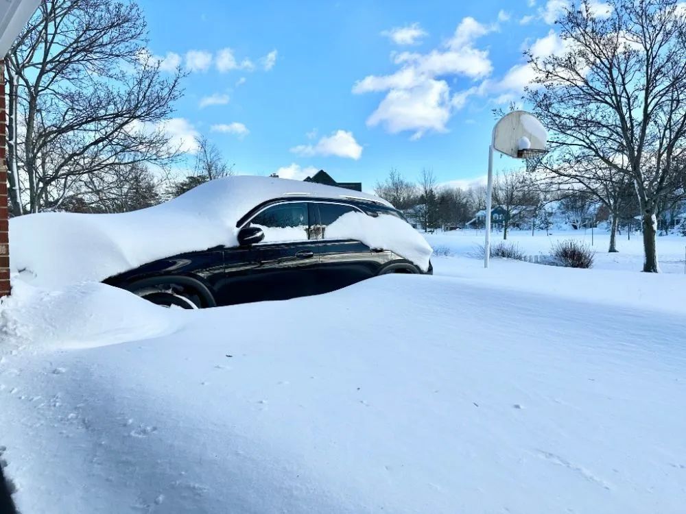 这是2022年12月25日在美国纽约州伊利县阿默斯特地区拍摄的雪后景象。图片来源：新华社