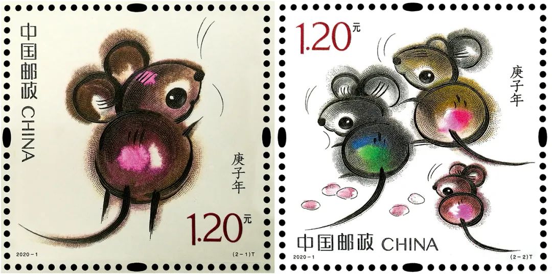 ▲美林设计的《庚子年》鼠年特种生肖邮票(2020)