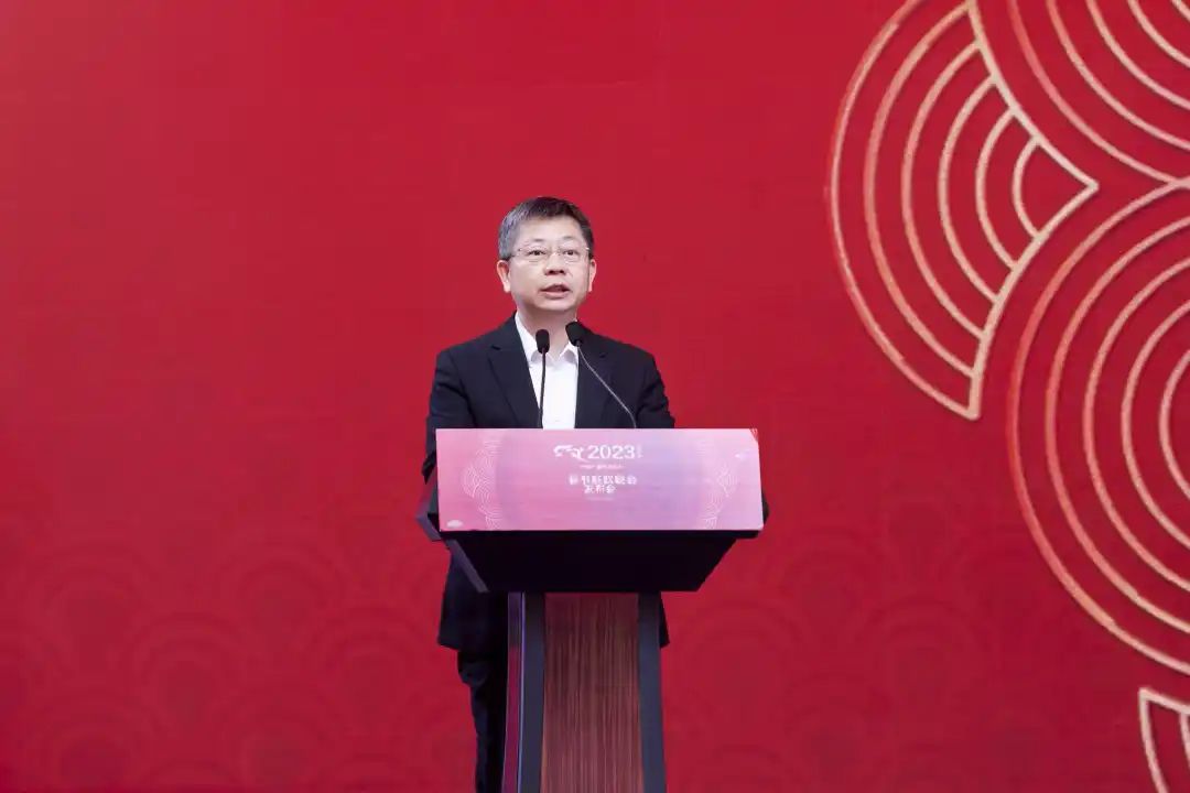 △中央广播电视总台编务会议成员姜文波介绍春晚科技创新应用情况